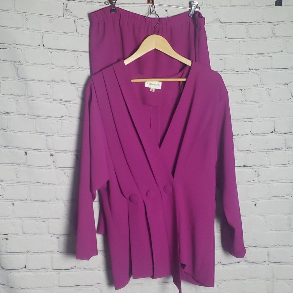 Vintage Bassonelli Purple Dress Top and Skirt Suit